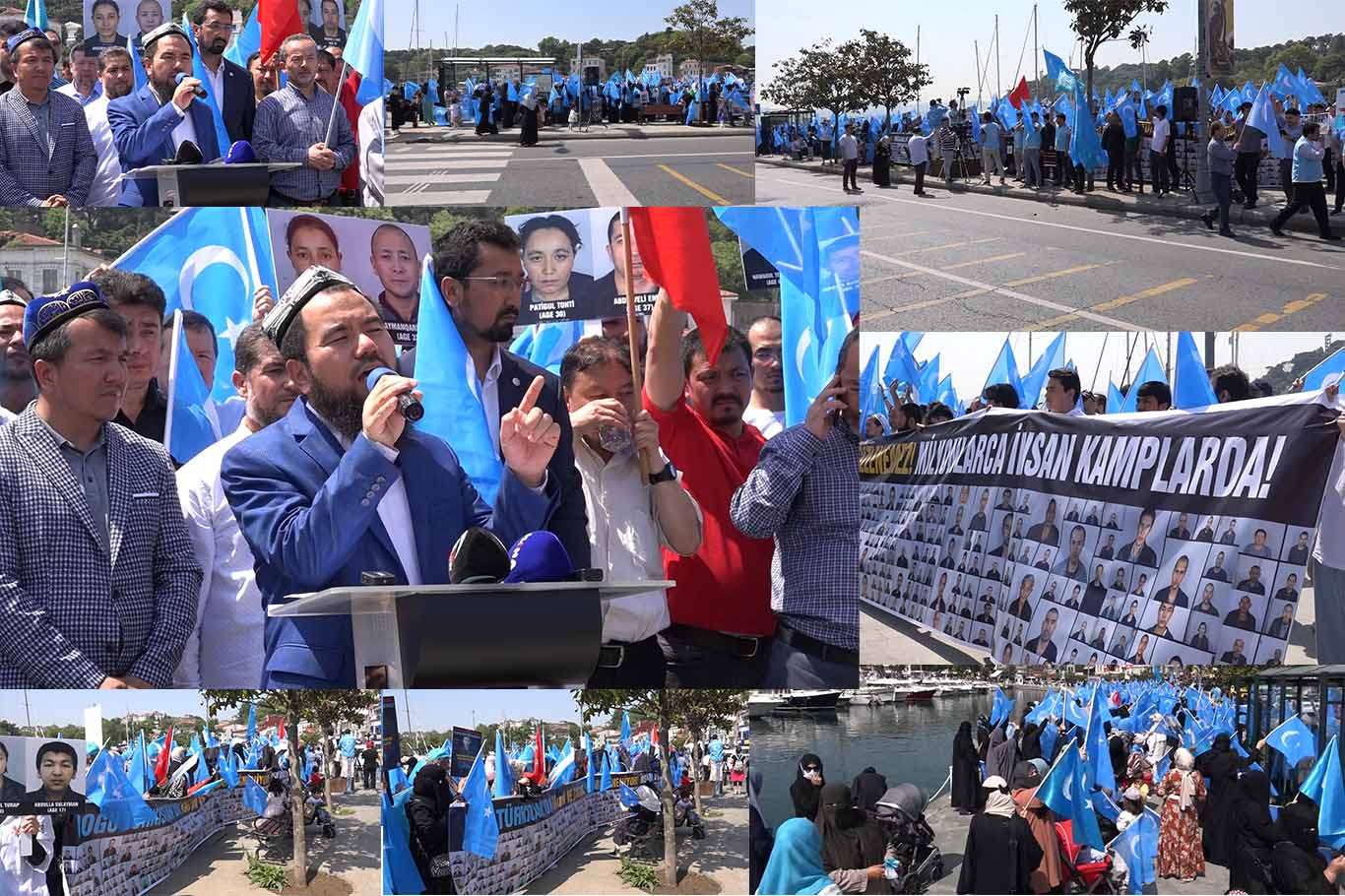 احتجاجات أمام القنصلية الصينية في إسطنبول مناصرةً لشعب تركستان الشرقية 